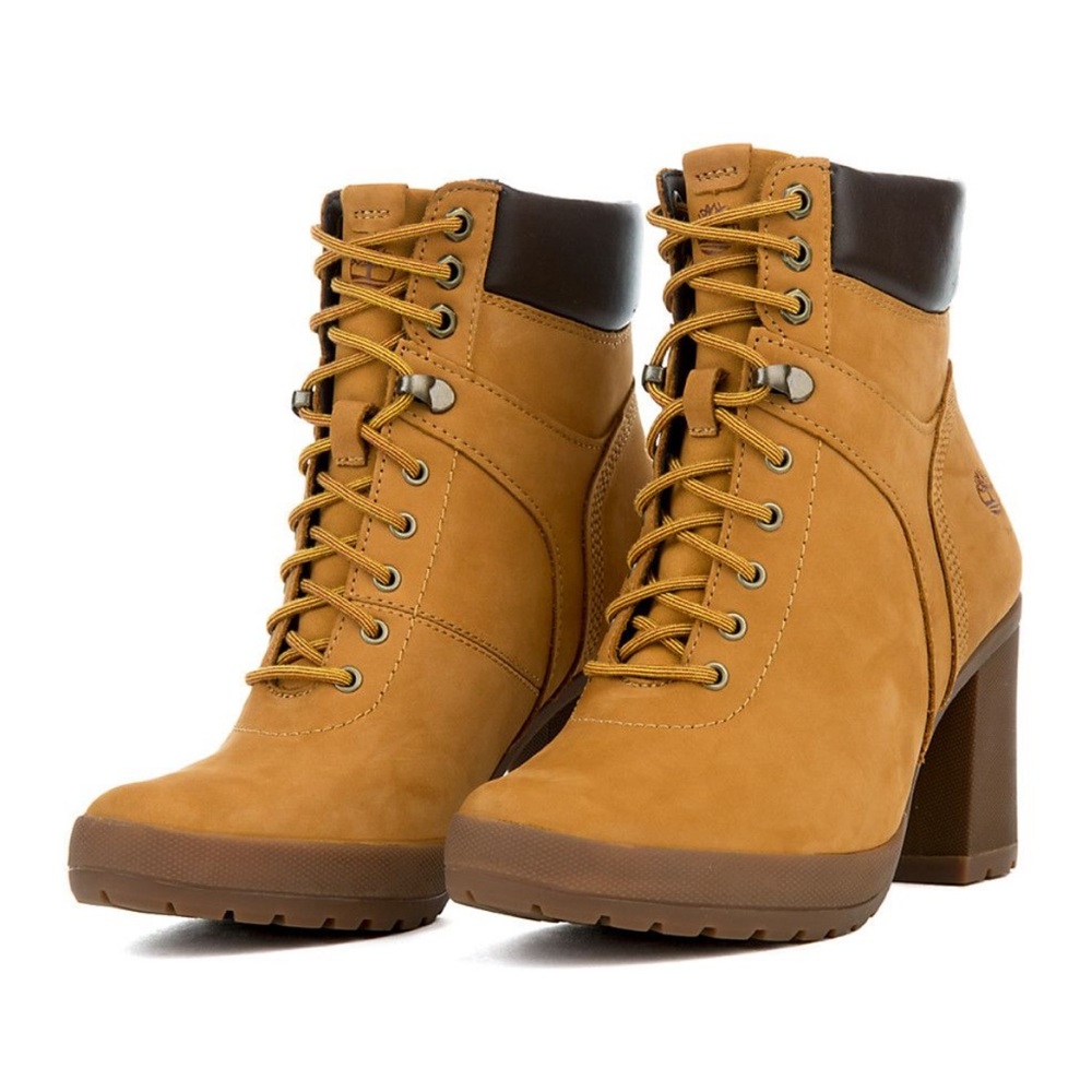 TIMBERLAND CAMDALE FIELD HIGH HEEL BOOT Wheat Nubuck Size 8 NWOB